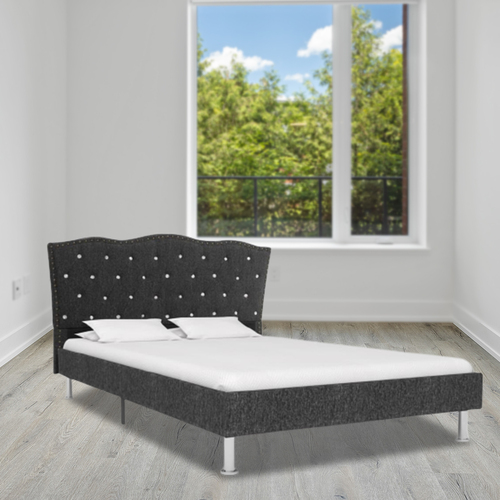 Bed Frame Dark Grey Fabric 137x187 cm Double