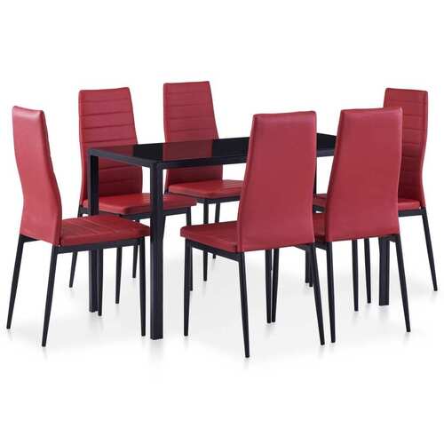 Seven Piece Dining Set Wine Red