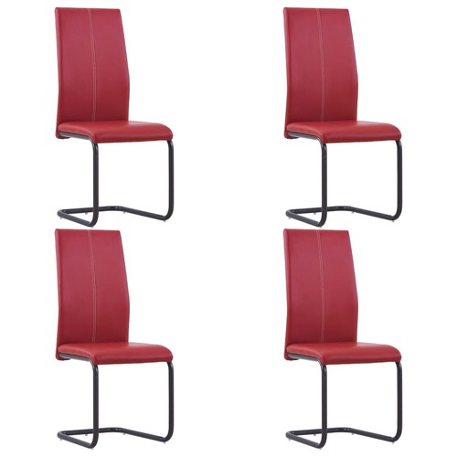 Cantilever Dining Chairs 4 pcs Red Faux Leather
