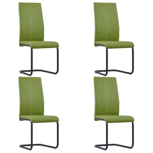 Cantilever Dining Chairs 4 pcs Green Faux Leather
