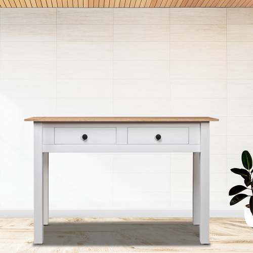 Console Table White 110x40x72 cm Solid Pine Wood Panama Range