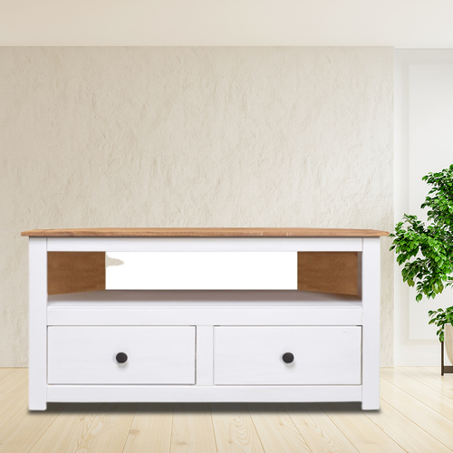 Corner TV Cabinet White 93x49x49 cm Solid Pine Panama Range