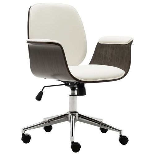 Office Chair White Bent Wood and Faux Leather