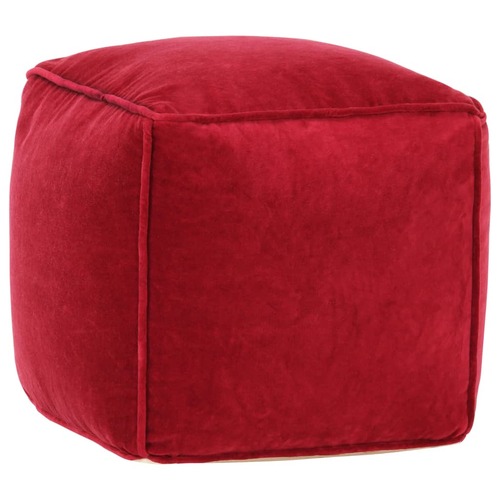 Pouffe Cotton Velvet 40x40x40 cm Ruby Red
