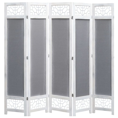 5-Panel Room Divider Grey 175x165 cm Fabric