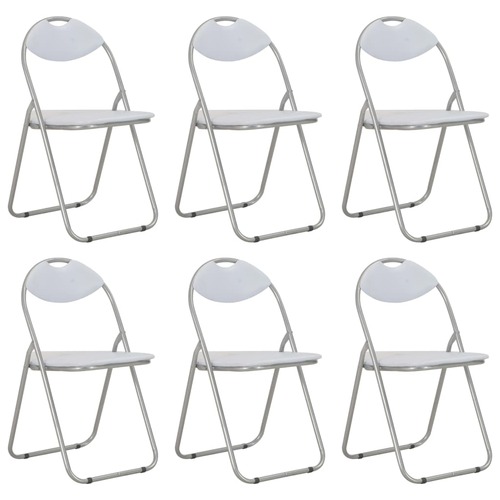 Folding Dining Chairs 6 pcs White Faux Leather