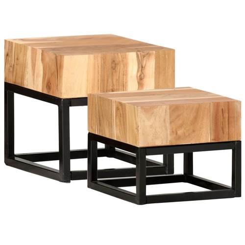 Castleton Side Tables 2 pcs Solid Acacia Wood