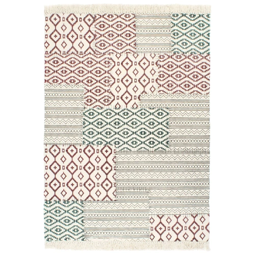 Handwoven Kilim Rug Cotton 120 x 180 cm Printed Multicolour