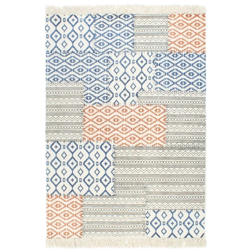 Handwoven Kilim Rug Cotton 120 x 180 cm Printed Multicolour