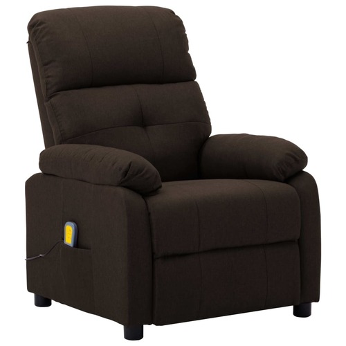 Massage Recliner Chair Dark Brown Fabric