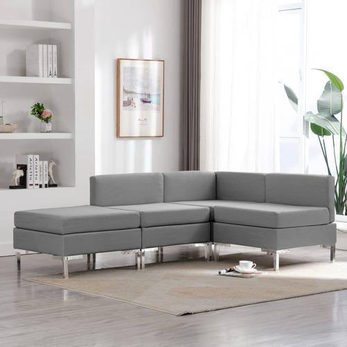 4 Piece Sofa Set Fabric Light Grey