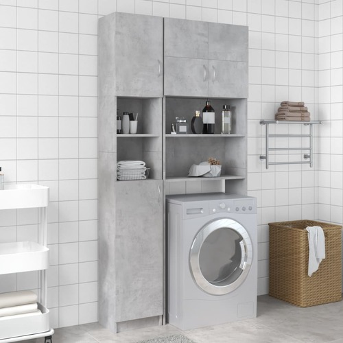 Washing Machine Cabinet Set Concrete Grey Chipboard