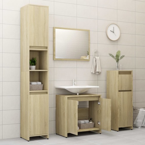 4 Piece Bathroom Furniture Set Sonoma Oak Chipboard