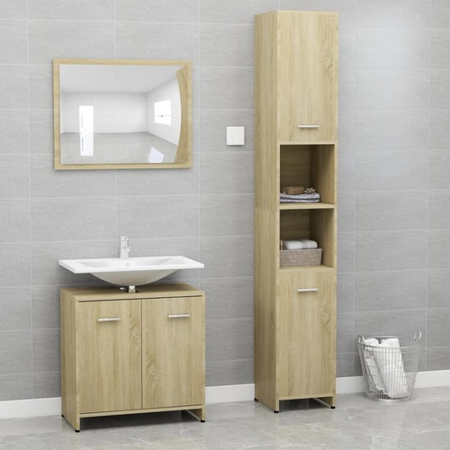 3 Piece Bathroom Furniture Set Sonoma Oak Chipboard
