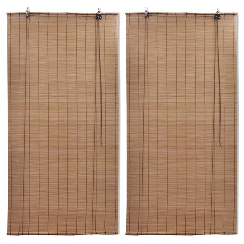 Bamboo Roller Blinds 2 pcs 100 x 160 cm Brown