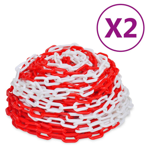 Warning Chains 2 pcs Red and White Plastic 30 m