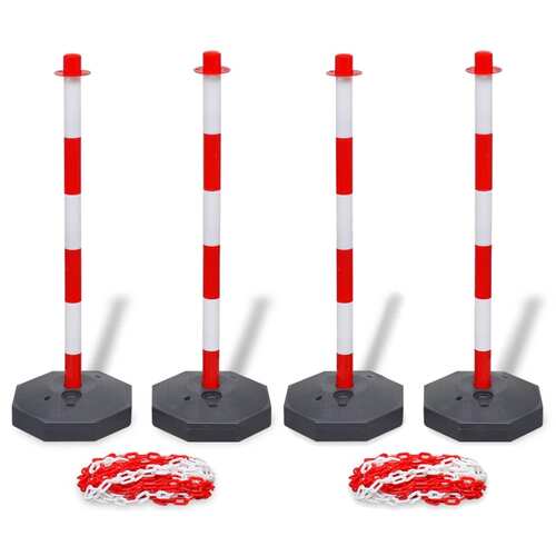 Set of 4 Chain Posts and 2 Plastic Chians of 10 m Each