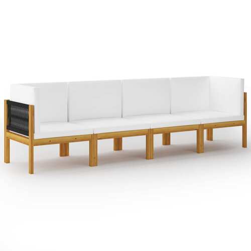 4-Seater Garden Sofa with Cushion Solid Acacia Wood