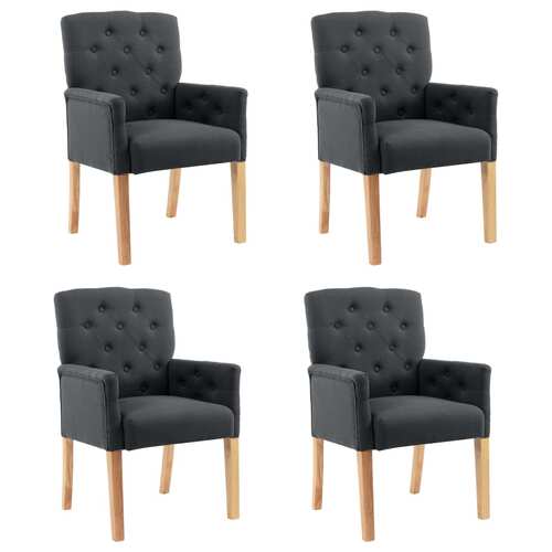 Dining Chairs with Armrests 4 pcs Grey Fabric