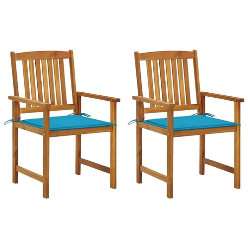 Garden Chairs with Cushions 2 pcs Solid Acacia Wood