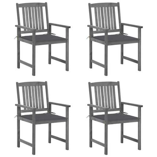 Garden Chairs with Cushions 4 pcs Grey Solid Acacia Wood