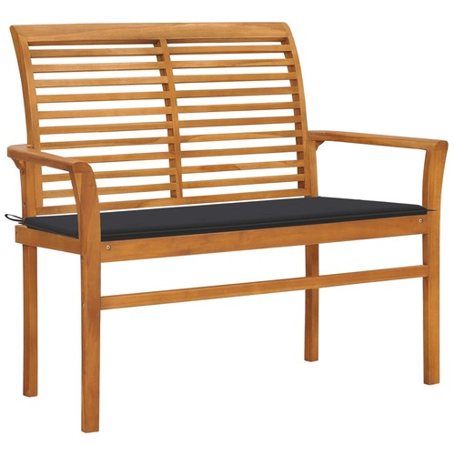 Garden Bench with Anthracite Cushion 112 cm Solid Teak Wood