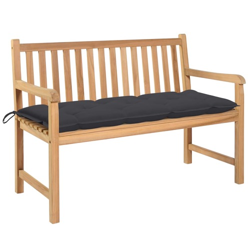 Garden Bench with Anthracite Cushion 120 cm Solid Teak Wood