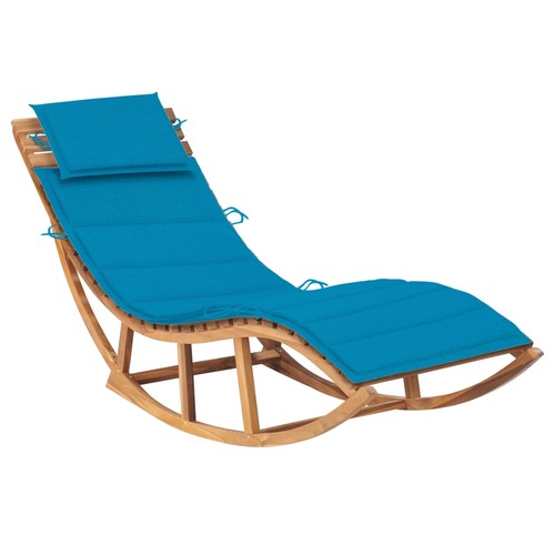 Rocking Sun Lounger with Cushion Solid Teak Wood