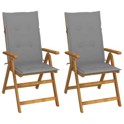 Garden Reclining Chairs 2 pcs with Cushions Solid Acacia Wood