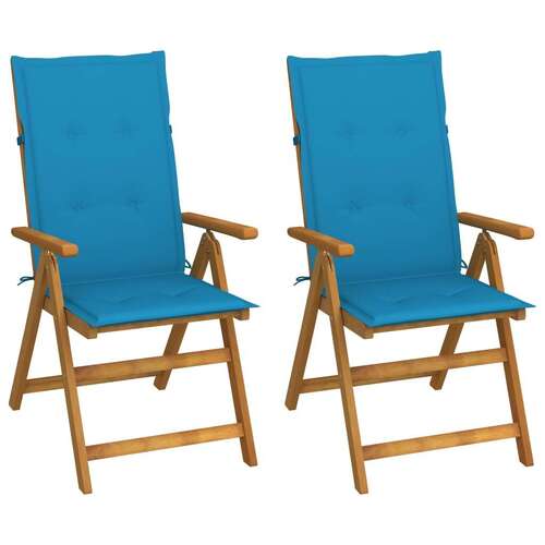Garden Reclining Chairs 2 pcs with Cushions Solid Acacia Wood