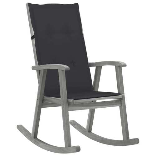 Rocking Chair with Cushions Grey Solid Acacia Wood