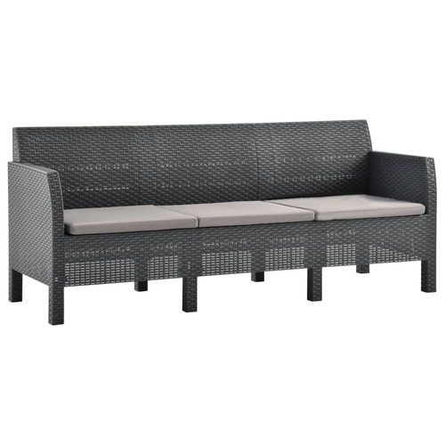 3-Seater Garden Sofa with Cushions Anthracite PP