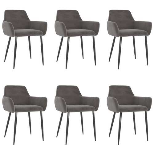 Dining Chairs 6 pcs Dark Grey Velvet