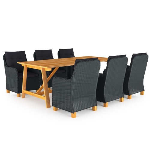7 Piece Garden Dining Set Dark Grey