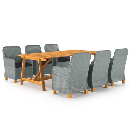 7 Piece Garden Dining Set Light Grey