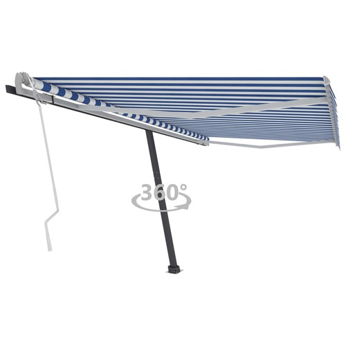 Freestanding Manual Retractable Awning 400x300 cm Blue/White