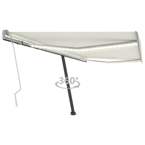 Manual Retractable Awning with LED 400x300 cm Cream