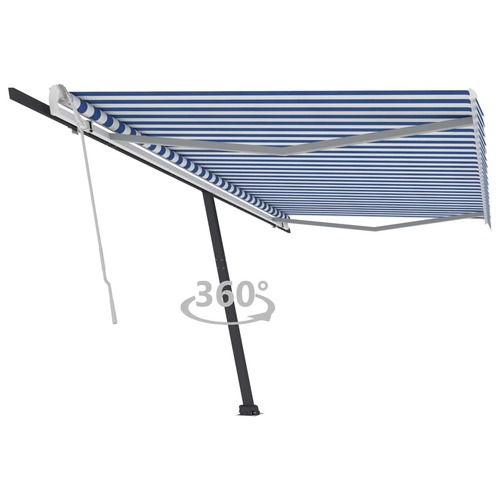 Freestanding Manual Retractable Awning 500x300 cm Blue/White