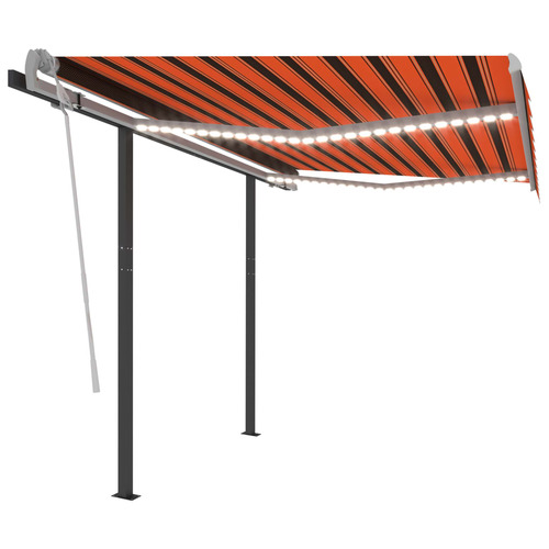 Manual Retractable Awning with LED 3x2.5 m Orange and Brown