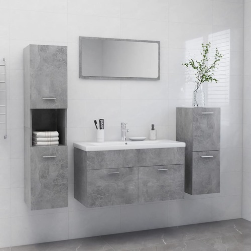 Bathroom Furniture Set Concrete Grey Chipboard