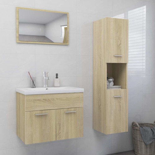Bathroom Furniture Set Sonoma Oak Chipboard