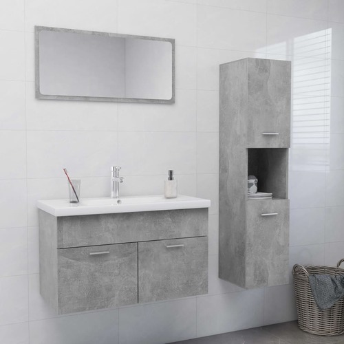 Bathroom Furniture Set Concrete Grey Chipboard