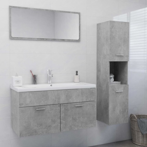 Bathroom Furniture Set Concrete Grey Chipboard