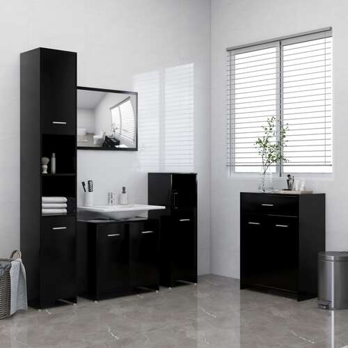 4 Piece Bathroom Furniture Set Black