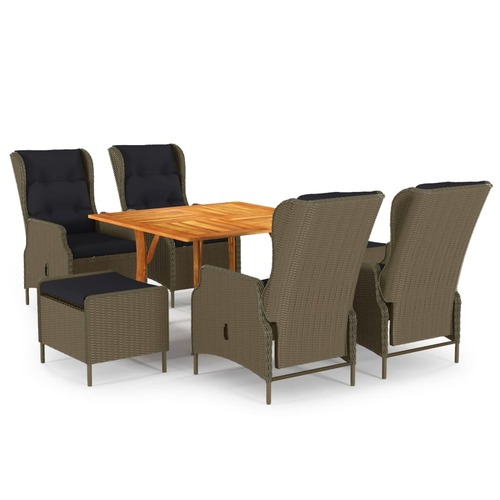 7 Piece Garden Dining Set Brown