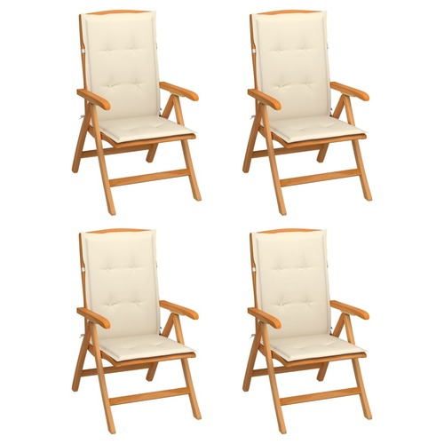 Reclining Garden Chairs with Cushions 4 pcs Solid Teak Wood