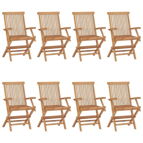 Garden Chairs 8 pcs Solid Teak Wood