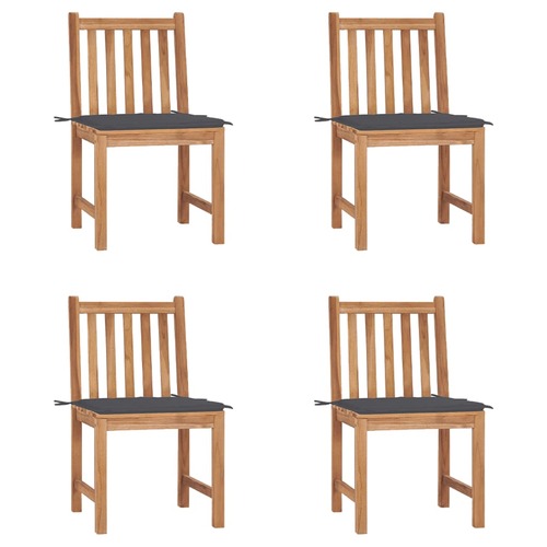 Garden Chairs 4 pcs with Cushions Solid Teak Wood