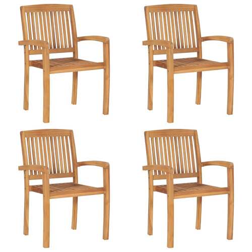 Stacking Garden Chairs 4 pcs Solid Teak Wood