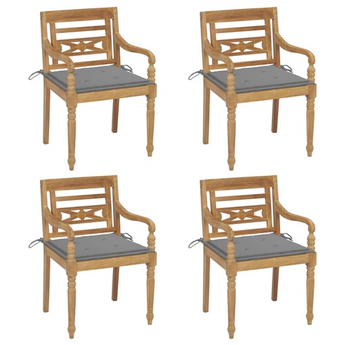 Batavia Chairs with Cushions 4 pcs Solid Teak Wood